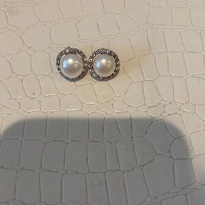 Elegant Pearl and Silver Stud Earrings